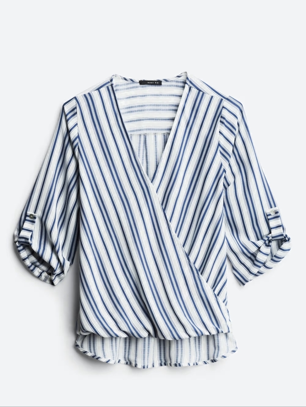 West Kei Allan Surplice Rolltab High Low Blouse (Size Small)